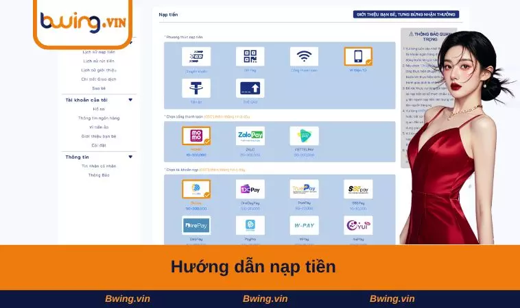 Hướng dẫn nạp tiền 
